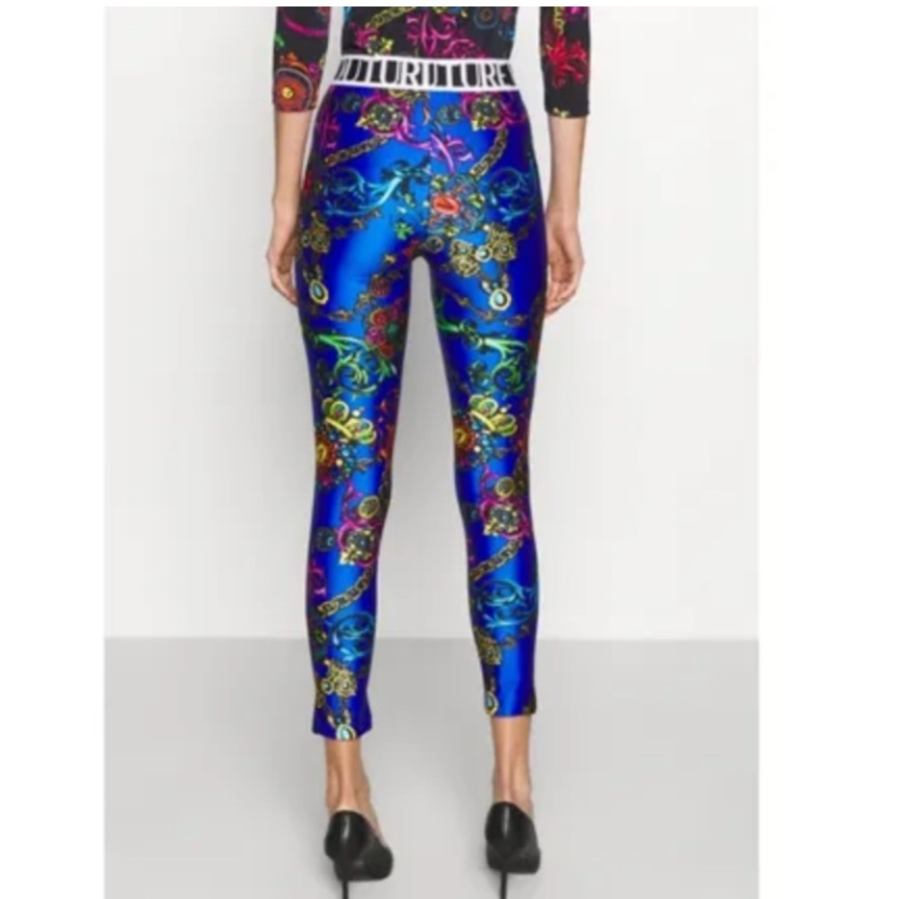 Versace Jeans Collection Blue Baroque Print Leggings